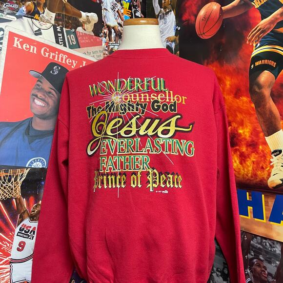 Vintage‎ The Mighty God Wonder Counsellor 1997 Jesus Crewneck - Picture 1 of 6